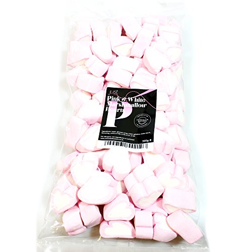 Pink and White Marshmallow Hearts (500g Party Bag)